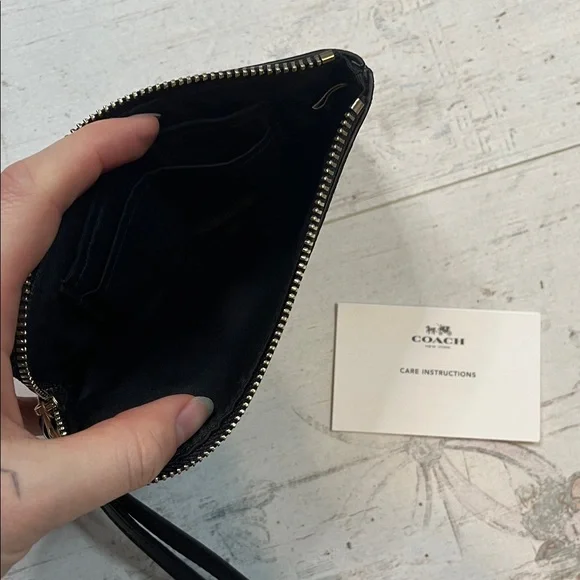 Coach Heart Animal Print Wristlet in Brown and Black - Picture 6 of 7